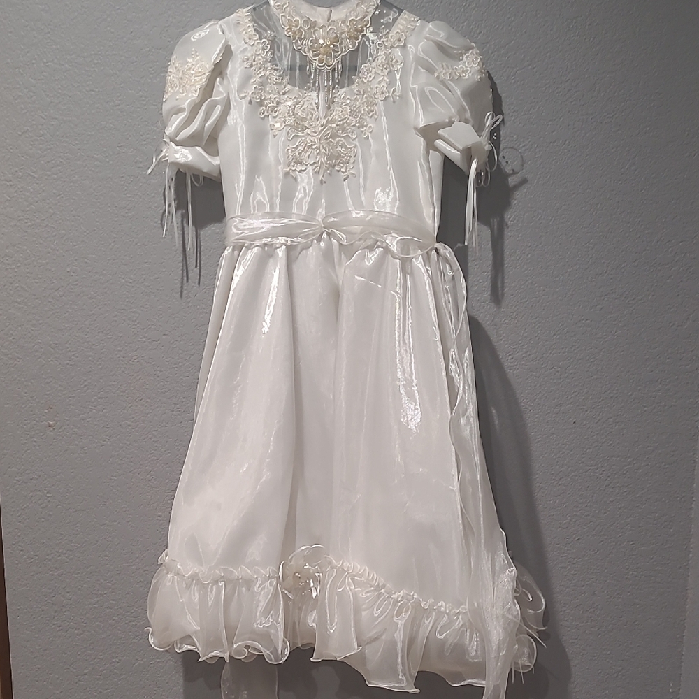 White Dance Costume with Lace and Satin